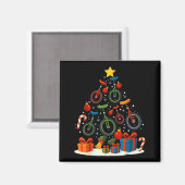 Unicycling Unicycle Christmas Tree Xmas マグネット (正面/裏面)
