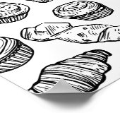 Uniform Pastry Pattern Decoupage Template Line Art ポスター (角)