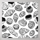 Uniform Pastry Pattern Decoupage Template Line Art ポスター (正面)