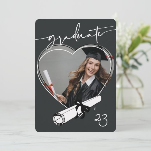 UNIGUEモダンハートフレーム卒業発表 案内状 (スタンド正面)