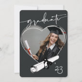 UNIGUEモダンハートフレーム卒業発表 案内状 (正面)