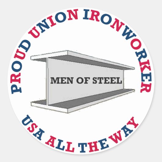 Union 誇りを持った Ironworker USAステッカー ラウンドシール (正面)