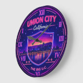 Union City California Skyline ラージ壁時計 (傾斜)