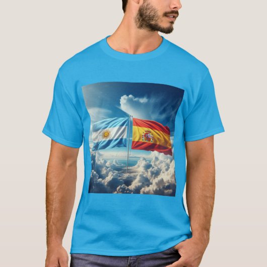 Unión de Naciones: Banderas de Argentina y España  Tシャツ (正面)