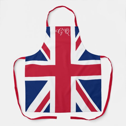 Union Jack Apron - Retro British Flag Monogrammed  エプロン (正面)