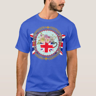 Union Jack Flag For Kids & Jubilee Teacup For Brit Tシャツ