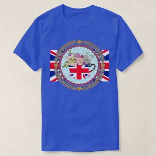 Union Jack Flag For Kids & Jubilee Teacup For Brit Tシャツ (デザイン正面)