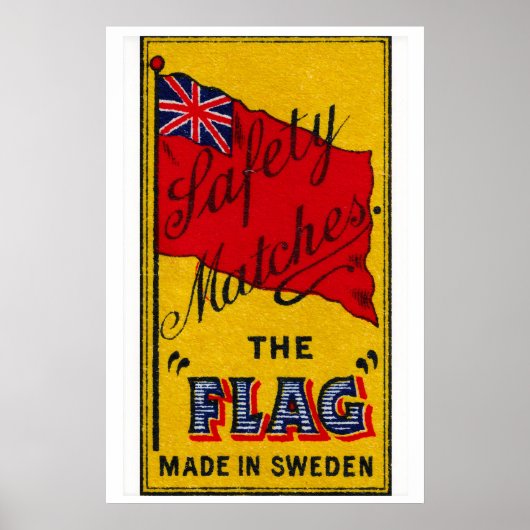 Union Jack Flag Matchbox Art Print, Swedish ポスター (正面)