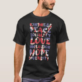 Union Jack Harmony Embraces Kindness Peace and Equ Tシャツ (正面)