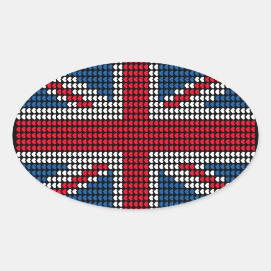 Union Jack Heart 楕円形シール (正面)