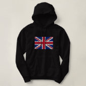 Union Jack On Brick Wall British Flag As If On Bri パーカ (デザイン正面)
