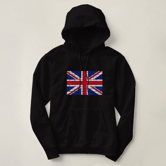 Union Jack On Brick Wall British Flag As If On Bri パーカ (デザイン正面)