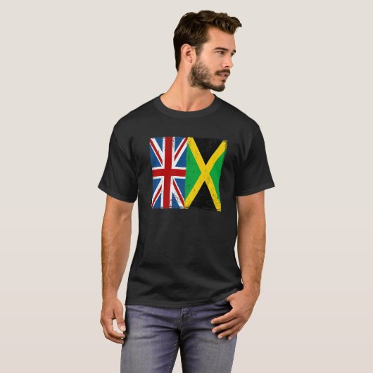 Union Jack With Jamaican Flag & British Caribbean Tシャツ (正面フル)