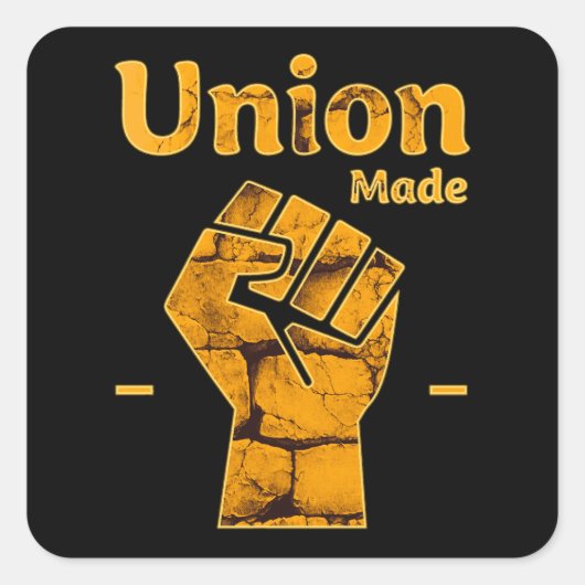 Union Made Worker Fist Labor Day Design スクエアシール (正面)