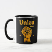 Union Made Worker Fist Labor Day Design マグカップ (左)