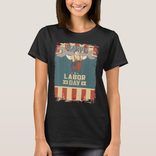 Union Member Skilled Car Mechanic Happy Union Labo Tシャツ (正面)