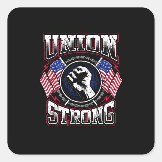 Union Strong Pro – 労働組合労働者の労働抗議 スクエアシール (正面)