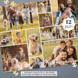 Unique 12 Photo Collage Name or Text ジグソーパズル