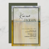 Unique Abstract Art Watercolor Wedding Invitation 招待状 (正面/裏面)