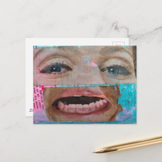 unique abstract collage with a eyes and mouth ポストカード (正面/裏面インサイチュ)