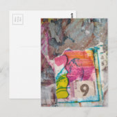  unique abstract mixed media collage Bird 9 ポストカード (正面/裏面)