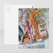  unique abstract mixed media collage Time 14 ポストカード (正面/裏面)