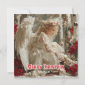 Unique angelic angel red gold festive beautiful   シーズンカード (正面)