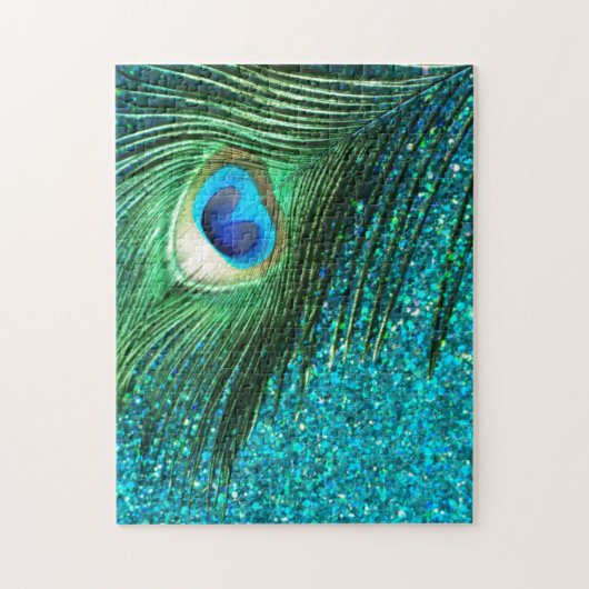 Unique Aqua Peacock ジグソーパズル (縦)