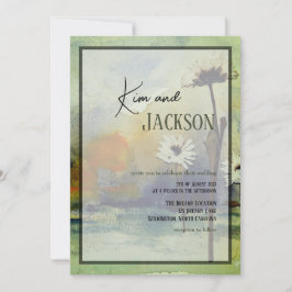 Unique Art Flower Wedding Invitation 招待状