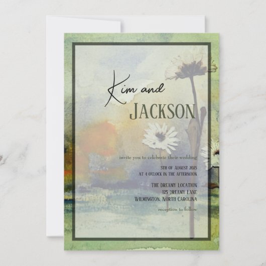 Unique Art Flower Wedding Invitation 招待状 (正面)