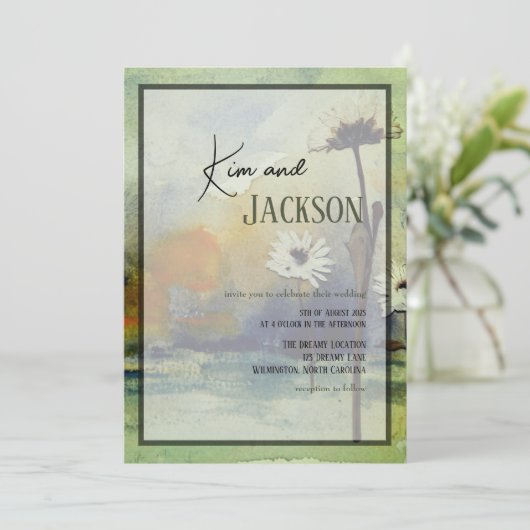 Unique Art Flower Wedding Invitation 招待状 (スタンド正面)