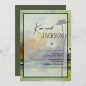 Unique Art Flower Wedding Invitation 招待状 (正面/裏面)