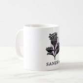 Unique Artistic Floral Monochrome Personalized  コーヒーマグカップ (正面左)