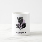 Unique Artistic Floral Monochrome Personalized  コーヒーマグカップ (中央)