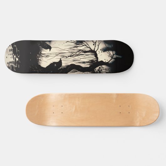 Unique Artsy Gothic Raven Skate Deck スケートボード (横)