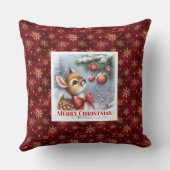 Unique Baby Deer Snowy Forest Kids Gift Christmas  クッション (裏面)