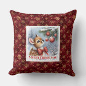 Unique Baby Deer Snowy Forest Kids Gift Christmas  クッション (正面)