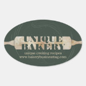 Unique Bakery Rolling Pin Sage Packaging Logo 楕円形シール (正面)