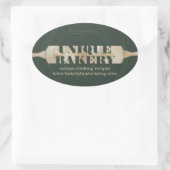 Unique Bakery Rolling Pin Sage Packaging Logo 楕円形シール (バッグ)