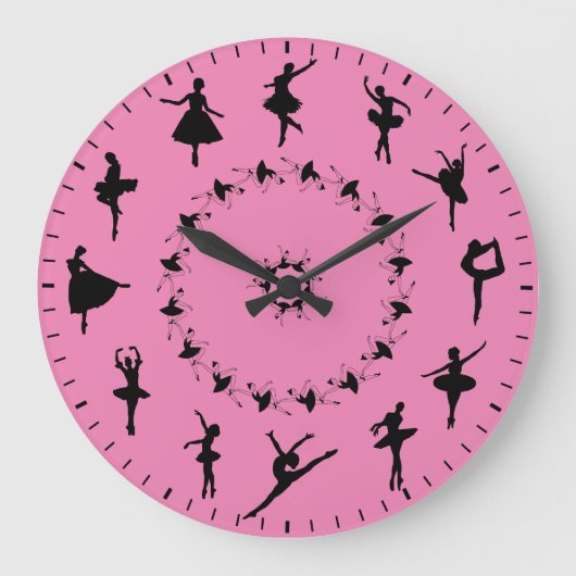 Unique Ballerina Silhouettes Themed Large Clock ラージ壁時計 (正面)