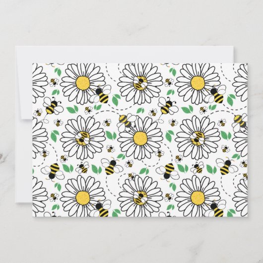 Unique Bees & Daisies Spring Note Card ノートカード (正面)