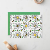 Unique Bees & Daisies Spring Note Card ノートカード (正面/裏面インサイチュ)