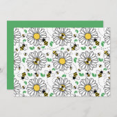 Unique Bees & Daisies Spring Note Card ノートカード (正面/裏面)