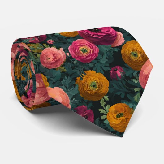 Unique Best Gifts For Men Ranunculus Flower ネクタイ (ロール)