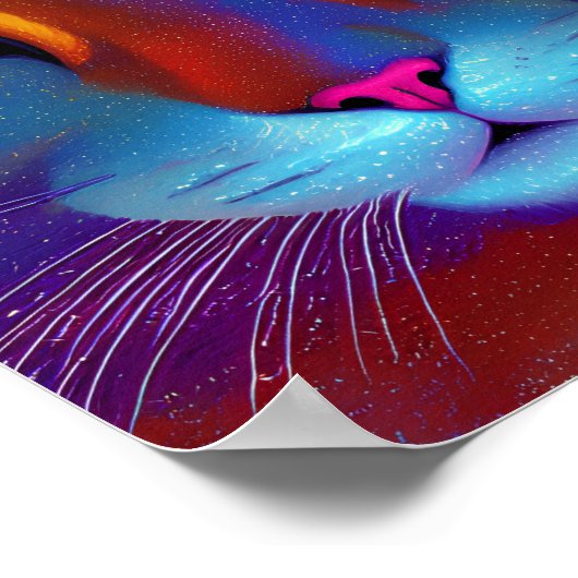 Unique Big Cat Face Drawing Poster ポスター (角)