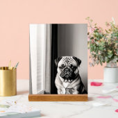 Unique Black and White Pug Dog Portrait アクリルサイン (ウェディング)