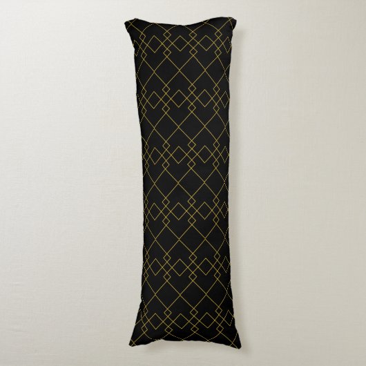 Unique Black Body Pillow Featuring Gold Box Design ボディピロー (正面縦)
