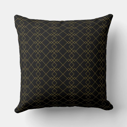 Unique Black Throw Pillow Featuring Gold Box Desig クッション (裏面)