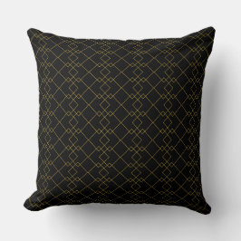 Unique Black Throw Pillow Featuring Gold Box Desig クッション
