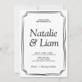 Unique Black & White Old Money Stripes Invitation 招待状 (正面)